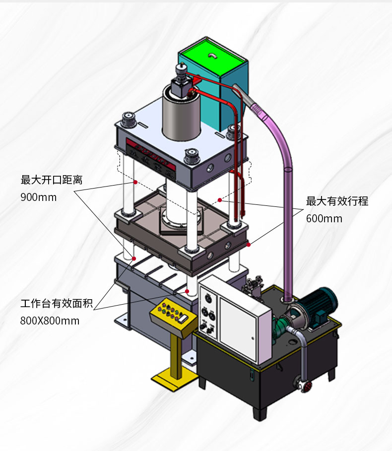 315噸彩石瓦拉伸液壓機(jī) 315噸金屬瓦成型油壓機(jī) 模型圖